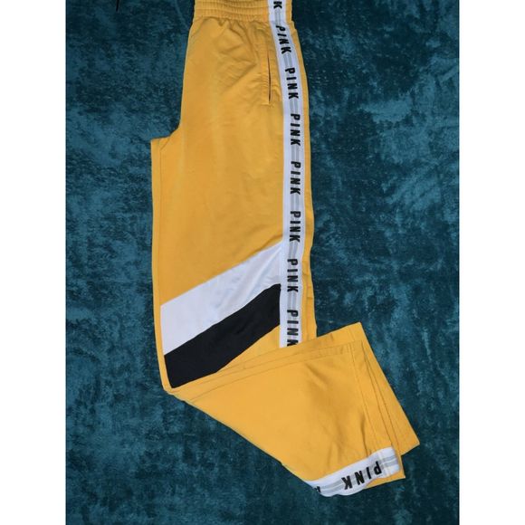 PINK Victoria’s Secret Jogger Sweatpants Yellow Women’s Medium Stretch Y2K - Picture 12 of 12